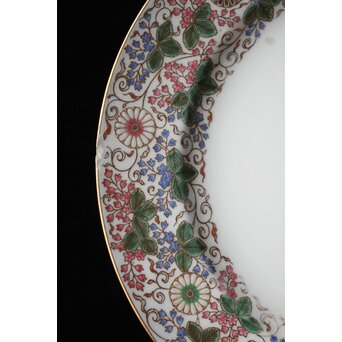 幻の明治伊万里「精磁会社謹製」菊桐紋色絵 皿 2枚 明治期　P453 