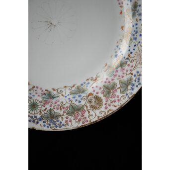 幻の明治伊万里「精磁会社謹製」菊桐紋色絵 皿 2枚 明治期　P453 