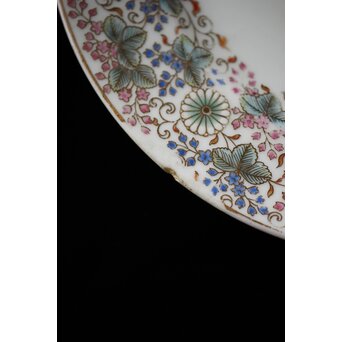 幻の明治伊万里「精磁会社謹製」菊桐紋色絵 皿 2枚 明治期　P453 