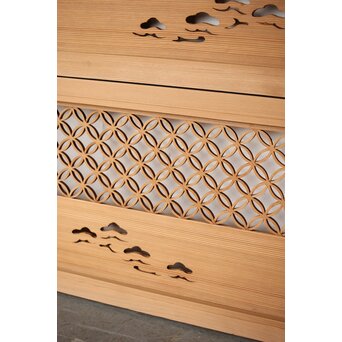 七宝繋ぎ組子と透かし彫刻の欄間 2枚1組　R0375 