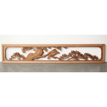 珍品共箱 大島五雲 井波彫刻 鷹松木彫欄間　R0376 B面