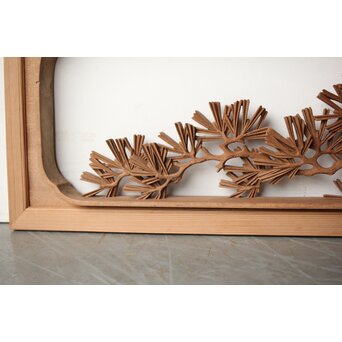 珍品共箱 大島五雲 井波彫刻 鷹松木彫欄間　R0376 