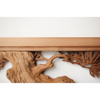 珍品共箱 大島五雲 井波彫刻 鷹松木彫欄間　R0376 