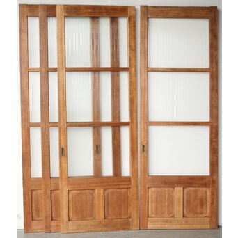 モールガラスとラワンの建具 4枚1組　GD0207