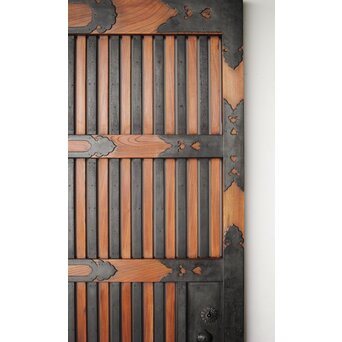 金具尽 総欅格子蔵戸　W0139Y 框の金具も豪華