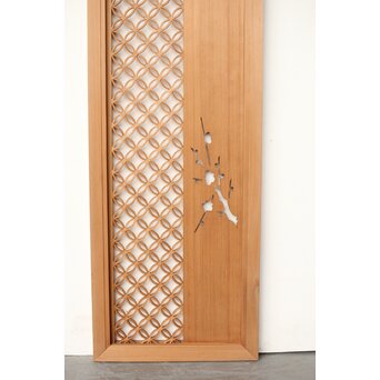 七宝繋ぎ組子と透かし彫刻の欄間　R0377 