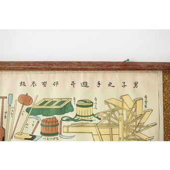 伊勢辰/いせ辰 [男子の手遊] 木版画 2枚 額装　Z487 