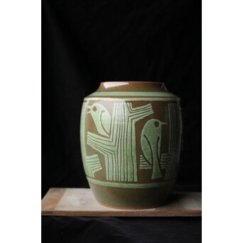 新開寛山 小鳥花瓶　P454 