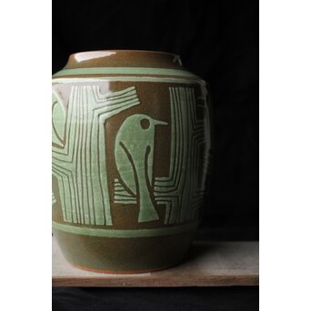 新開寛山 小鳥花瓶　P454 