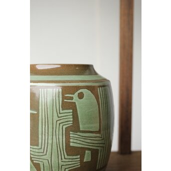 新開寛山 小鳥花瓶　P454 