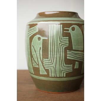 新開寛山 小鳥花瓶　P454 