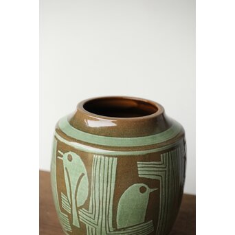 新開寛山 小鳥花瓶　P454 