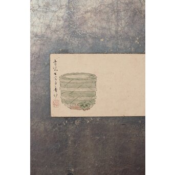 倣 初代 篩月庵 三浦竹泉 水墨竹図 扇面屏風 貼交 銀張　Z488 