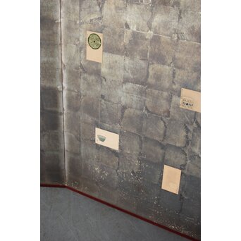 倣 初代 篩月庵 三浦竹泉 水墨竹図 扇面屏風 貼交 銀張　Z488 