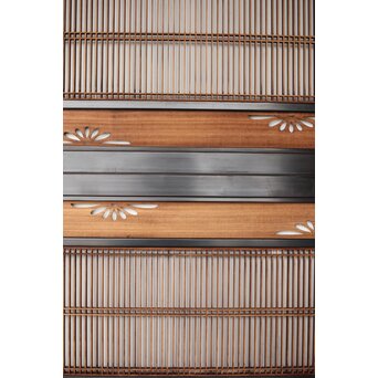 黒枠 透かしと筬の欄間 2枚1組　R0378 