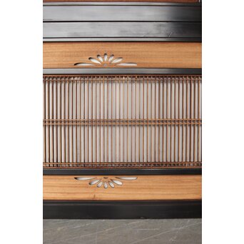 黒枠 透かしと筬の欄間 2枚1組　R0378 