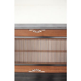 黒枠 透かしと筬の欄間 2枚1組　R0378 