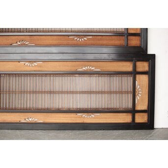 黒枠 透かしと筬の欄間 2枚1組　R0378 