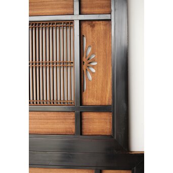 黒枠 透かしと筬の欄間 2枚1組　R0378 