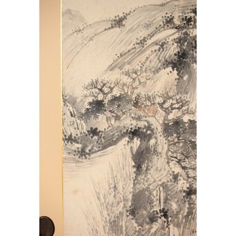 木村半雨 楼閣山水水墨図 紙本襖戸 4枚1組　F266 