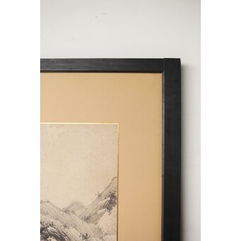 木村半雨 楼閣山水水墨図 紙本襖戸 4枚1組　F266 