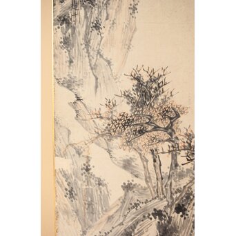 木村半雨 楼閣山水水墨図 紙本襖戸 4枚1組　F266 