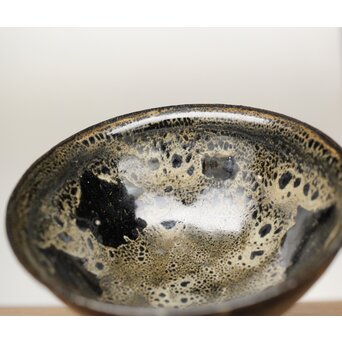 五代 清風与平 天目釉 茶碗 共箱　P456 