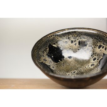 五代 清風与平 天目釉 茶碗 共箱　P456 