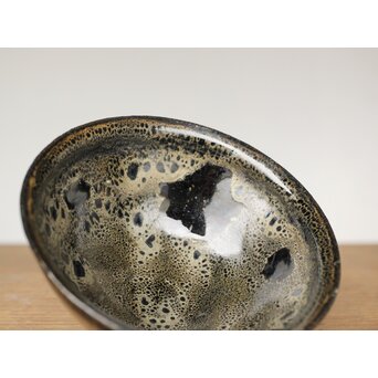 五代 清風与平 天目釉 茶碗 共箱　P456 