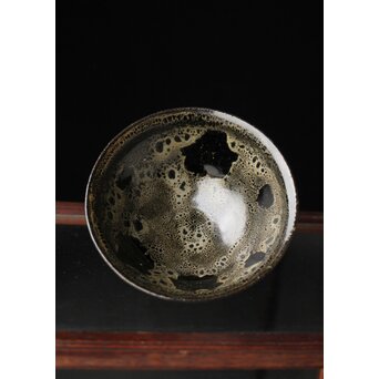 五代 清風与平 天目釉 茶碗 共箱　P456 