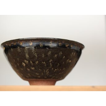 五代 清風与平 天目釉 茶碗 共箱　P456 