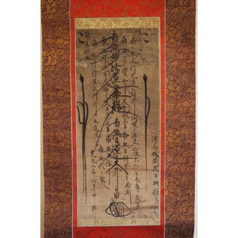 日奥 日蓮宗 髭曼荼羅 名号 掛軸　Z490