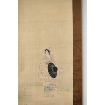 渡辺清【仏御前】絹本軸装　Z493 