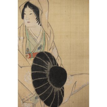 渡辺清【仏御前】絹本軸装　Z493 