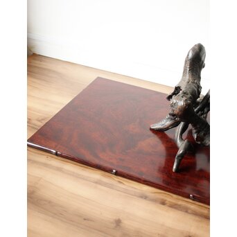 本郷寿山 紫檀系唐木 竹節彫板卓　X450 