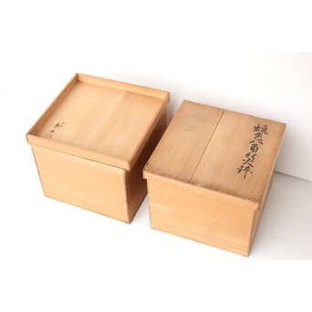 蝋色八角型火鉢 真塗 瓶掛 2個1組　Q358 