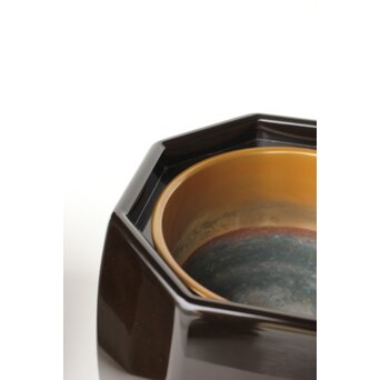 蝋色八角型火鉢 真塗 瓶掛 2個1組　Q358 