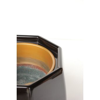 蝋色八角型火鉢 真塗 瓶掛 2個1組　Q358 