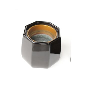 蝋色八角型火鉢 真塗 瓶掛 2個1組　Q358 