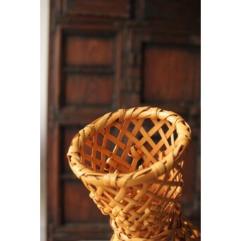 飯塚小玕斎【百寿】竹籠 昭和38年作 共箱　U349 