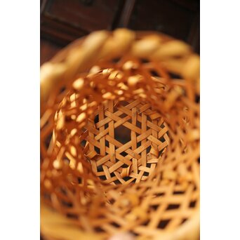 飯塚小玕斎【百寿】竹籠 昭和38年作 共箱　U349 