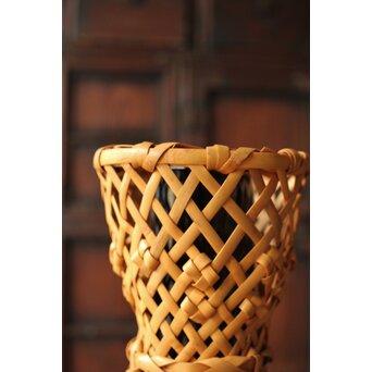 飯塚小玕斎【百寿】竹籠 昭和38年作 共箱　U349 