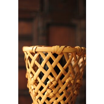 飯塚小玕斎【百寿】竹籠 昭和38年作 共箱　U349 