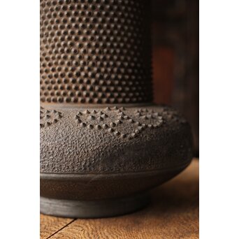 幻のやきもの 正木宗七 柚肌錆地焼 あられうち花瓶　P463 