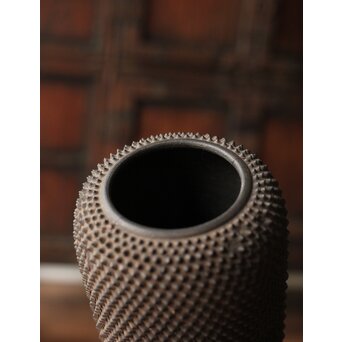 幻のやきもの 正木宗七 柚肌錆地焼 あられうち花瓶　P463 