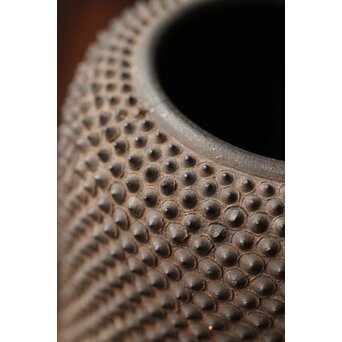 幻のやきもの 正木宗七 柚肌錆地焼 あられうち花瓶　P463 