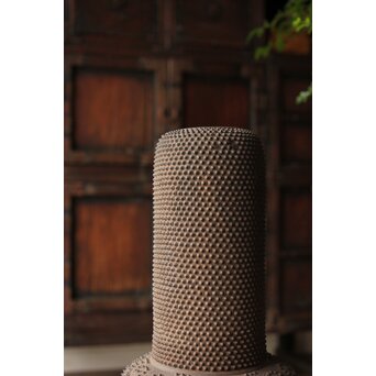 幻のやきもの 正木宗七 柚肌錆地焼 あられうち花瓶　P463 