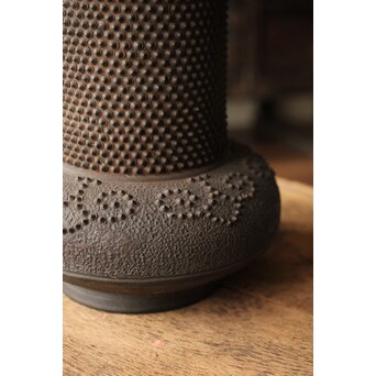 幻のやきもの 正木宗七 柚肌錆地焼 あられうち花瓶　P463 