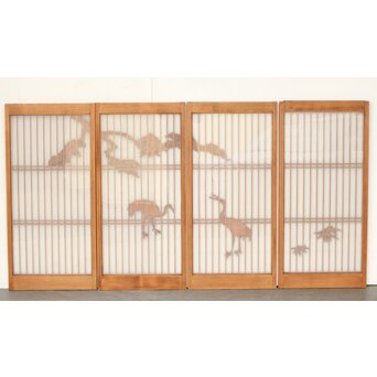 ガラス入 鶴松書院 4枚1組　R0382 ウラ　ガラス面