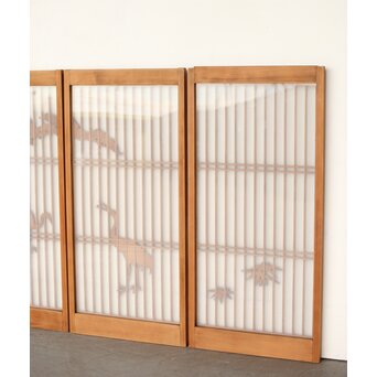 ガラス入 鶴松書院 4枚1組　R0382 